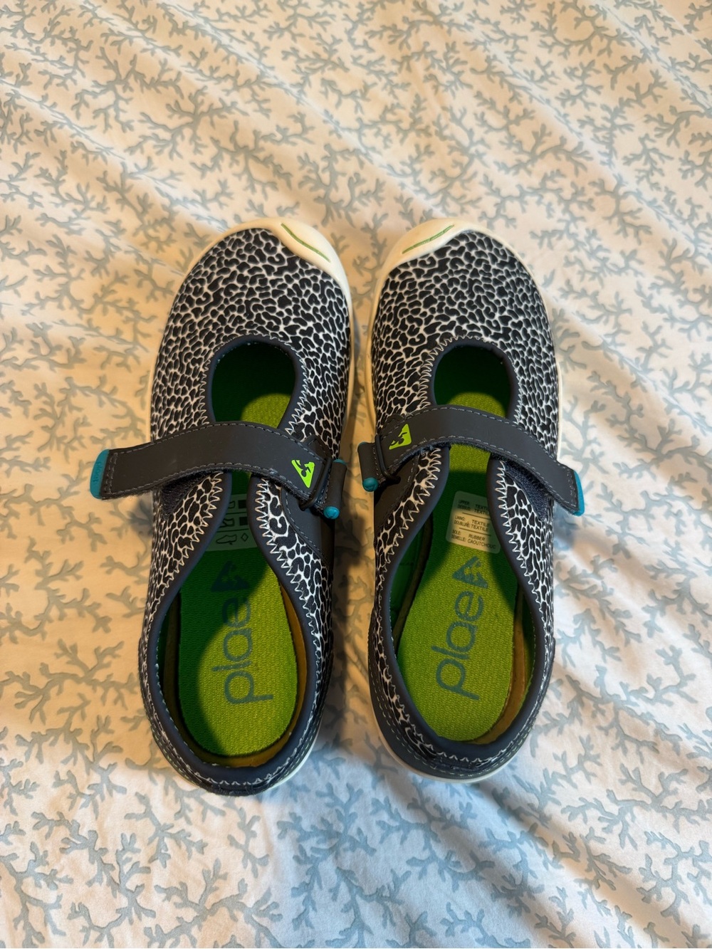 PLAE Kids Black & Grey Printed Mary Jane Water Shoes with Green Insole